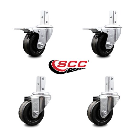 Service Caster 3.5 Inch Phenolic Swivel 3/4 Inch Square Stem Caster Total Lock Brakes SCC, 2PK SCC-SQTTL20S3514-PHS-34-2-S-2